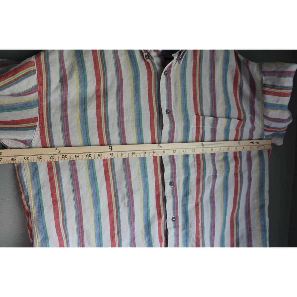 M.E. Sport Mens XL Short-sleeve Button-up Vertical Striped Shirt - Picture 9 of 14